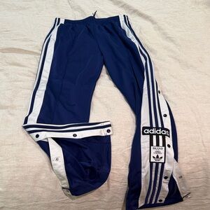 adidas Navy Blue & White Snap-Open Track Pants - unisex medium